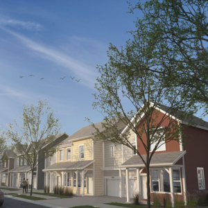 Rendering of row of townhomes