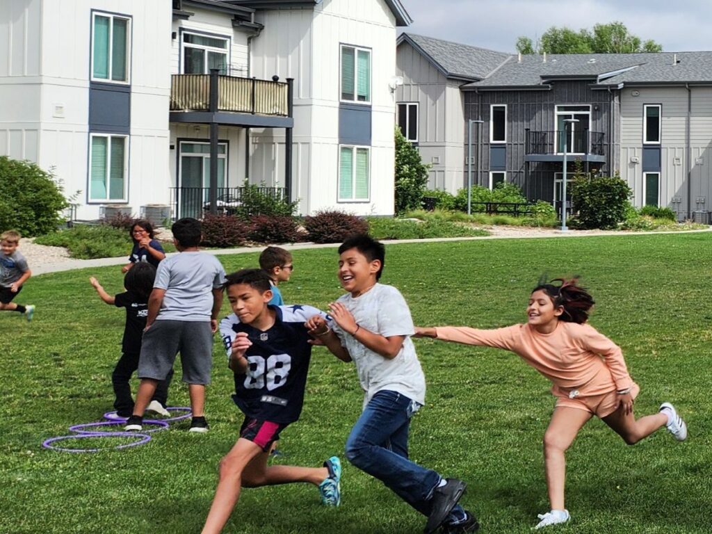 kids playing tag outside